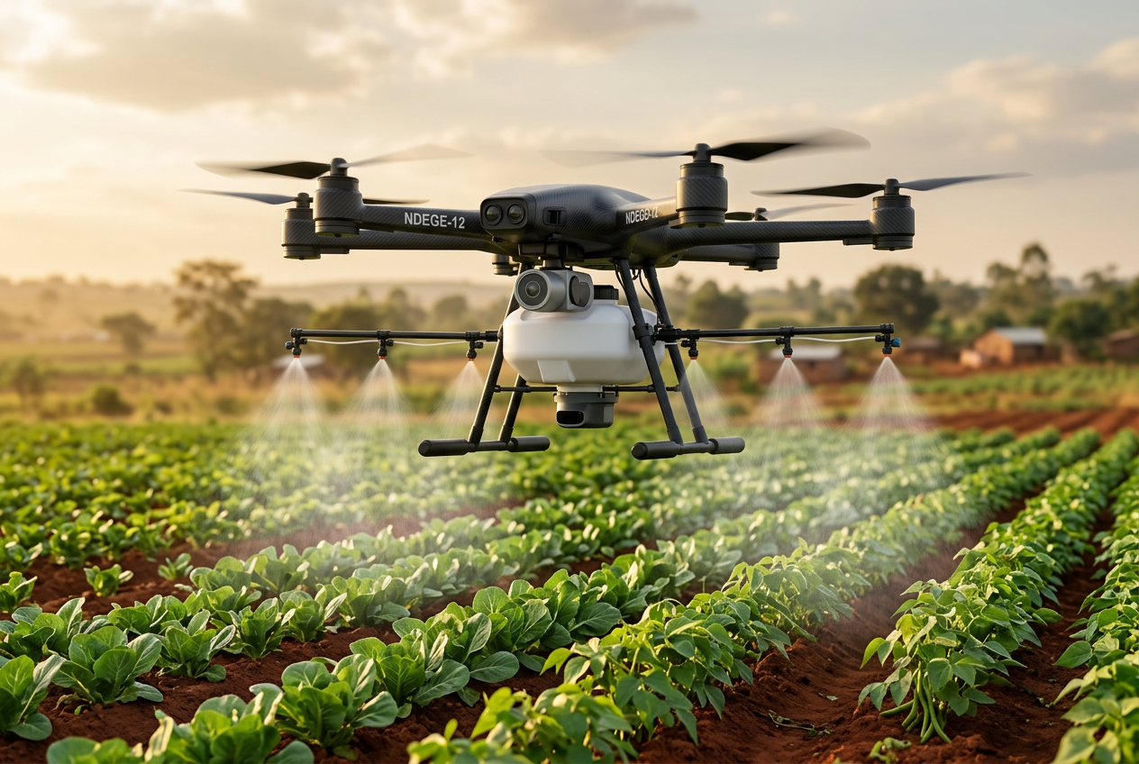 NDEGE drone swarm over maize plantation